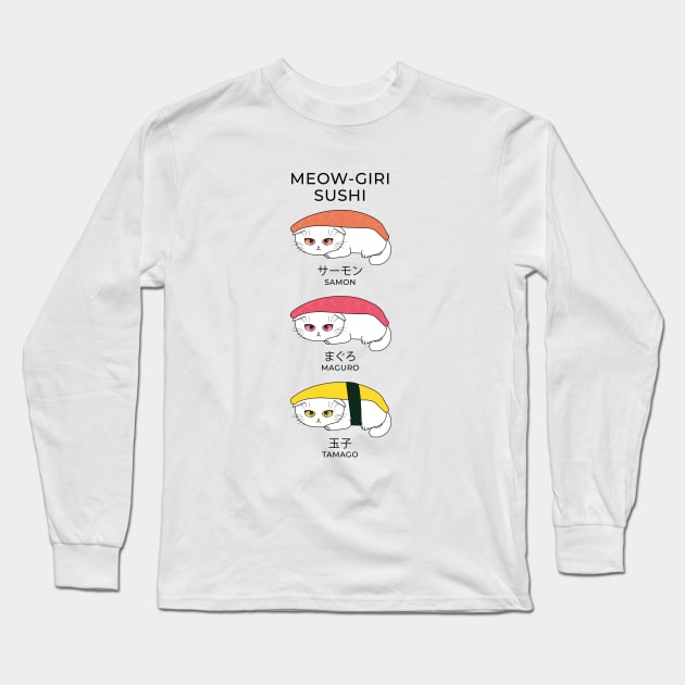 Meow-giri Nigiri Sushi Cats Long Sleeve T-Shirt by akwl.design